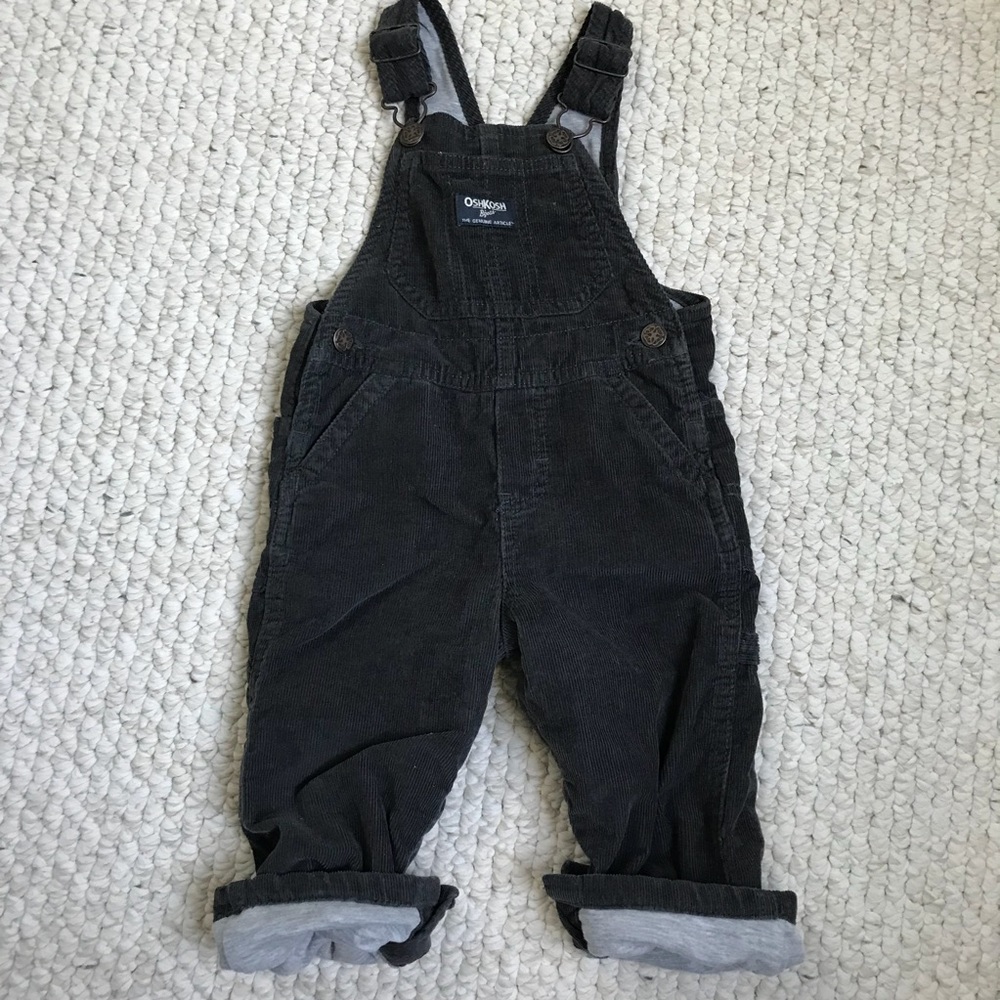 OshKosh Gray Corduroy Overalls Size 18 Months